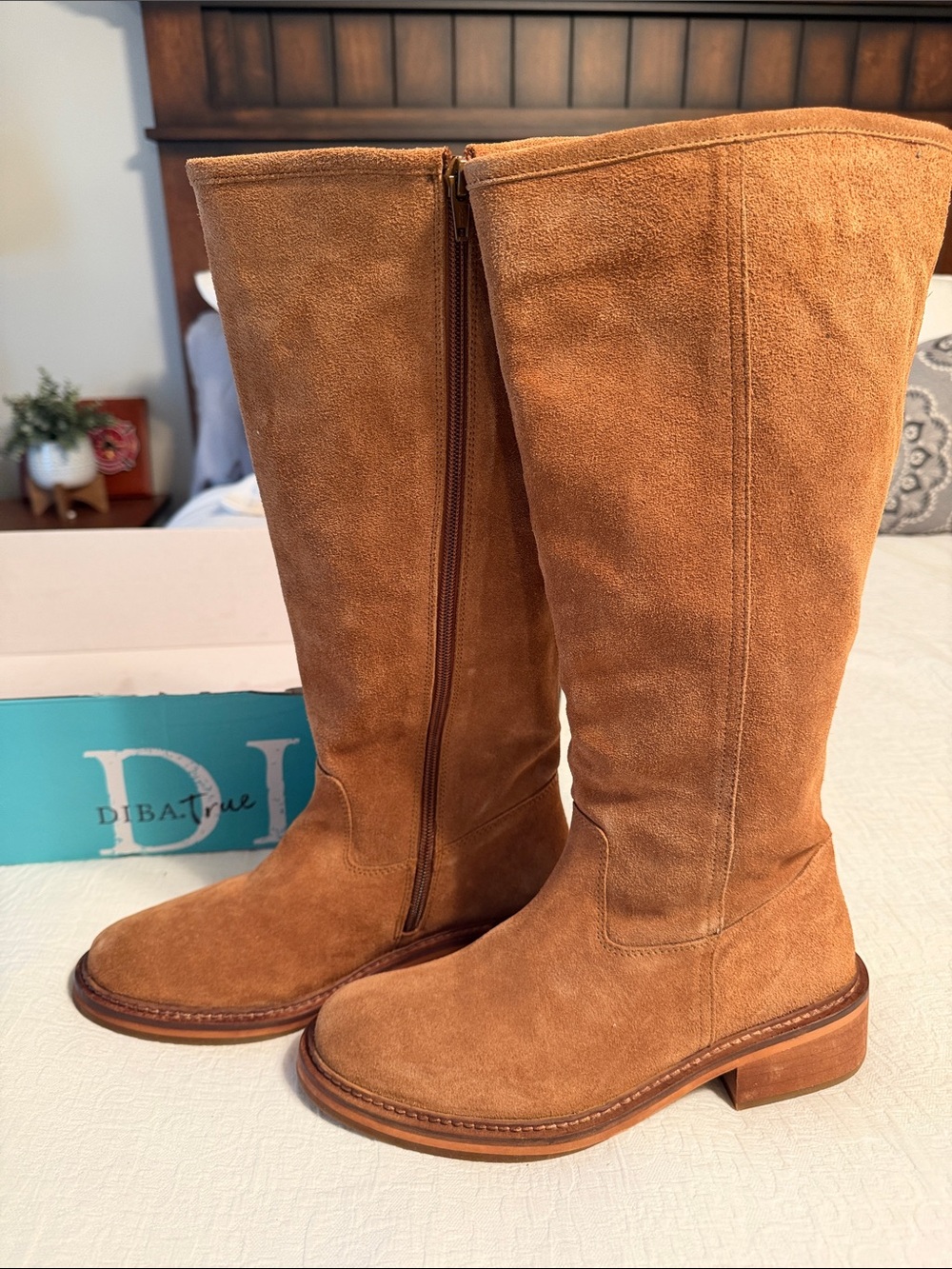 NEW Suede Boots in Cognac
